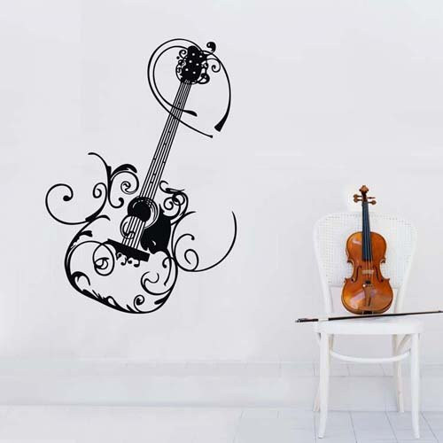 Wall Decals Sticker DIY Vinyl Mural Art Flower Guitar Musical Instrument Room Bed Tv Wall Decor Wall Decals Sticker DIY Vinyl Mural Art Flower Guitar Musical Instrument Room Bed Tv Wall Decor
