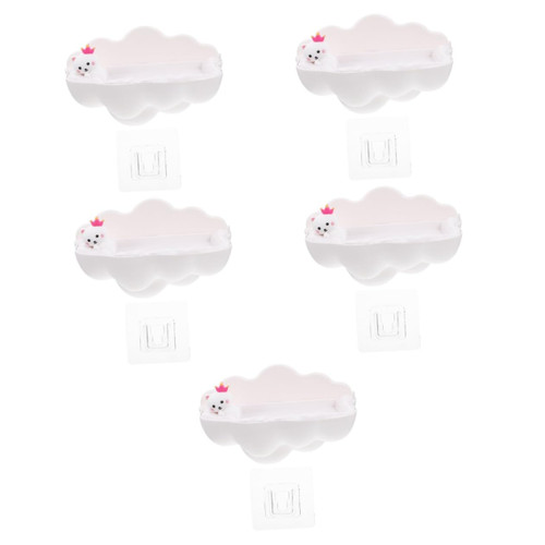 Zerodeko 5pcs Cloud Wall Mounted Soap Box Plastic Sink Shower Soap Tray 2 Tier Tray Cloud Design Soap Holder Kitchen Sink Tray Soap Dish Shower Abs White Wall Soap Box Punch-Free Soap Rack