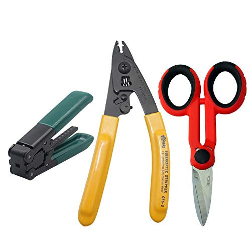 KDAFA Fiber Optic Stripper,Fiber Optic Tool FTTH Splice Fiber Optic Tool Kits Pixian Fibre Wire Stripper Plier + Optical Fiber+Scissors