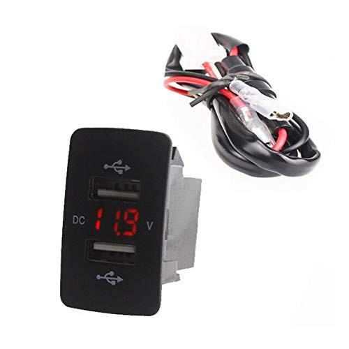 Davitu Cables, Adapters & Sockets - 12V 24V 4.2A Dual Usb Car Charger For Honda 2 USB Port Auto Adapter LED Voltmeter Socket For Honda Civic Crosstour Crv Odyssey - (Color Name: Red)