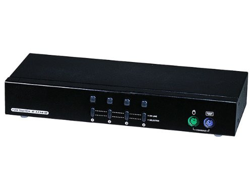 Monoprice 4-Port DVI KVM Switch  Retail - Black | Supports Windows, Linux, Mac