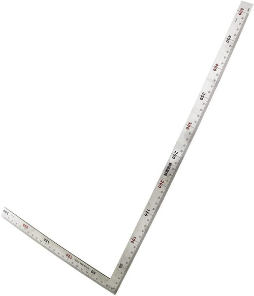 Bettomshin, Right Angle Ruler, Framing Square Ruler, 250 x 500mm Stainless Steel, L Shape Ruler, Framing Ruler, Try Square Ruler Tools for Carpenter Engineer 1Pcs