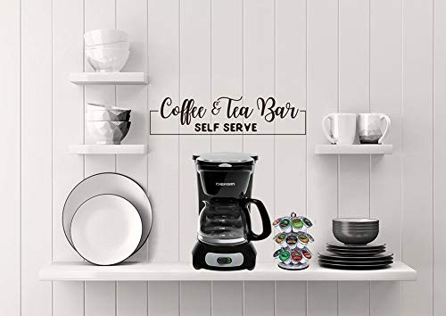 Yilooom Coffee and Tea Bar Vinyl Decal, Coffee Sign, Self Serve Vinyl Decal, Kitchen Wall Decal, Hostess, Breakfast Bar Decor 12 Inch in Width