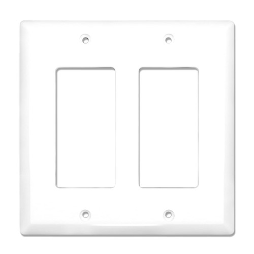 NEU 2-Gang Mid-Size Decorator Light Switch Outlet Cover Wall Plates, 4.75" x 4.75", Unbreakable Polycarbonate Thermoplastic, Glossy White