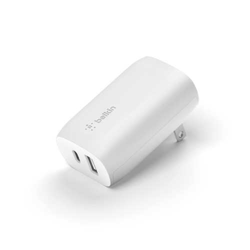 Belkin 37 Watt USB C Wall Charger - Power Delivery 25W USB C Port + 12W USB A Port for PPS Charging Apple iPhone 14, 14 Pro, 14 Pro Max, 13 Pro, 13 Pro Max, Galaxy S21 Ultra & More