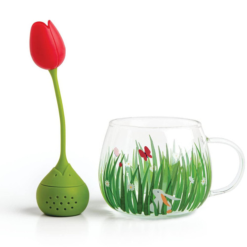 OTOTO Tea Garden Cup & Tea Diffuser Set - Cute Tea Infuser for Loose Leaf Tea and Glass Tea Cup Set - Tulip Tea Infuser Tea Gifts for Tea Lovers - Housewarming Gifts, Tea Accessories OTOTO Tea Garden Cup & Tea Diffuser Set - Cute Tea Infuser for Loose Leaf Tea and Glass Tea Cup Set - Tulip Tea Infuser Tea Gifts for Tea Lovers - Housewarming Gifts, Tea Accessories