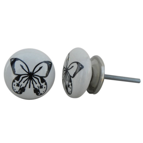 Indian Shelf 6 Pack Vintage Knobs | Black Knobs for Drawer | Butterfly Fauna Kids Cabinet Knobs | Ceramic Kids Knobs | Knobs and Pulls | Dresser Knobs | Dresser Pulls