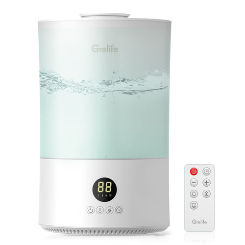 Grelife Humidifiers for Bedroom Large Room Home, 4L Top Fill Cool Mist Humidifiers for Baby and Plant, Quiet Air Humidifier Adjustable Mist Levels, Remote Control, Night Light, Auto Shut-Off, Timer Grelife Humidifiers for Bedroom Large Room Home, 4L Top Fill Cool Mist Humidifiers for Baby and Plant, Quiet Air Humidifier Adjustable Mist Levels, Remote Control, Night Light, Auto Shut-Off, Timer