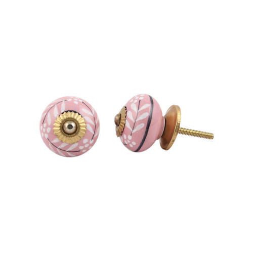 Indian Shelf 4 Pieces Knobs for Kitchen Cabinets and Drawers | Leaf Kitchen Drawer Knobs | Pink Dresser Hardware Knobs | Ceramic Door Pulls Knobs | Cabinet Door Pulls | Fancy Door Knobs