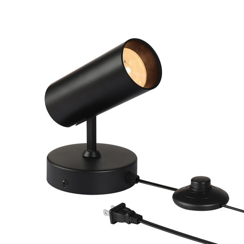 Marknice LED 12W Indoor Spotlight with Plug in Cord Adjustable Angle Directional Up Lights Aluminum Monopoint Light Accent Uplight Fixture for Painting CRI 98 12W 3000K Black
