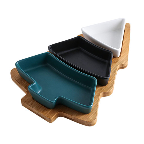 BESTOYARD 1pc Christmas Tree Plate Ceramic Serving Platters Snack Tray Cupcake Pan Pudding Plate Candy Serving Tray Ceramic Dishes Christmas Food Plate Creative Dish Tray Nuts Plates Fries