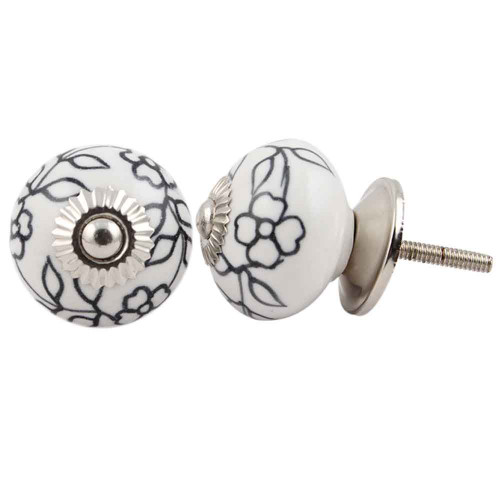 Indian Shelf 2 Pieces Drawer Pulls Modern | Leaf Floral Vintage Door Knobs | Black Kitchen Cabinet Knobs | Ceramic Drawers Knobs | Girl Dresser Knobs | Kitchen Knobs and Pulls for Cabinets