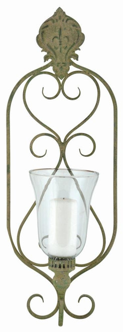 Esschert Design AM95 Aged Metal Wall Lantern, Green