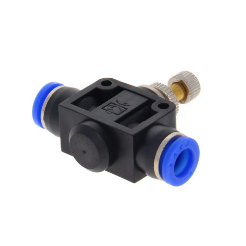 Bettomshin 2Pcs HVFF-12 Pneumatic Air Flow Control Valve,12mm to 12mm OD with Push-to-Connect Fitting, Union Straight, Pneumatic Air Controller Valve Blue Black