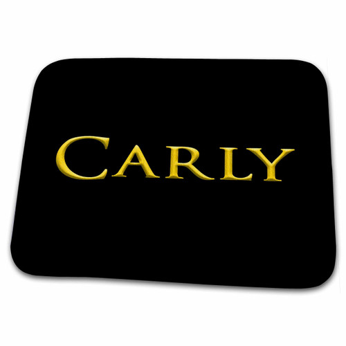 3dRose Carly popular girl baby name in the USA. Yellow on black... - Dish Drying Mats (ddm-361716-1)