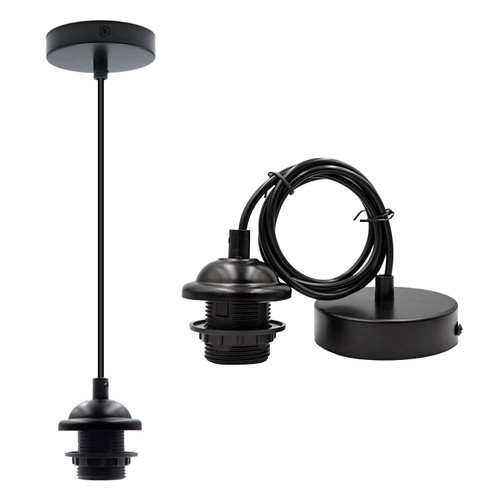 Pendant Light Kit,2-Pack Mini Ceiling Hanging Light Fixtures Vintage Socket Pendant Lamp Holder,Black Cord Hanging Lamp Kit E26/E27 Adjustable DIY Lamp Kit for Kitchen Island/Bedroom/Bar/Cafe
