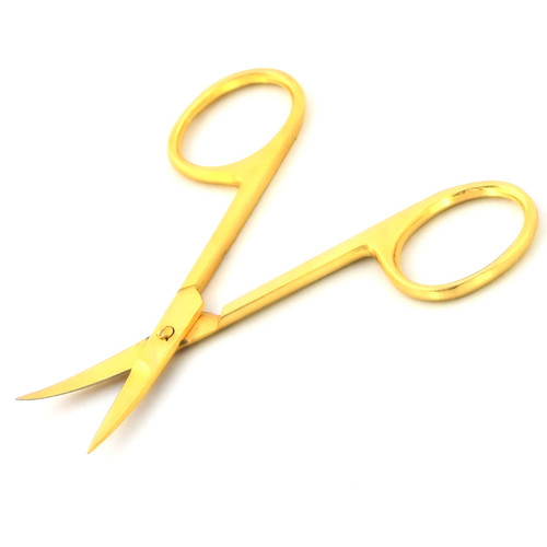 AAProTools Professional Nail Cutter Scissors, Multi-purpose Sharp Curved Blade Stainless Steel Manicure Cuticle Pedicure Fingernail & Toenail Grooming Tool, Eyebrows/Eyelash Use, 3.5" (Gold) BTS-639