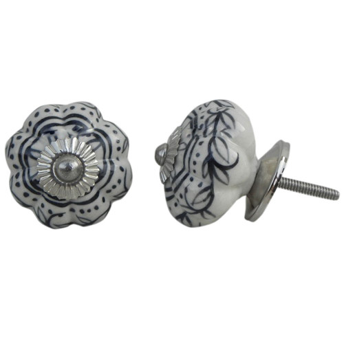 Indian Shelf 4 Pieces Fancy Knobs | Leaf Pumpkin Vintage Knobs for Cabinets | Black Vintage Drawer Knobs | Ceramic Dresser Door Knobs | Pull Knob | Door and Drawer Pulls