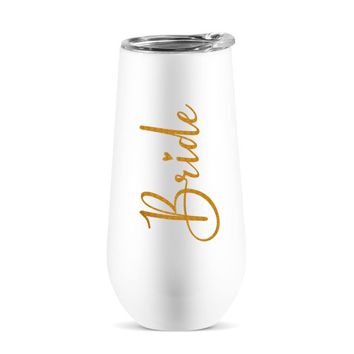 CARAKNOTS Bride Gifts Bride Champagne Flutes Tumbler Wedding Gifts for Bride Tumbler Bridal Shower Engagement Gifts for Bride to Be Stainless Steel Bride Wine Tumbler Cup White 6 OZ