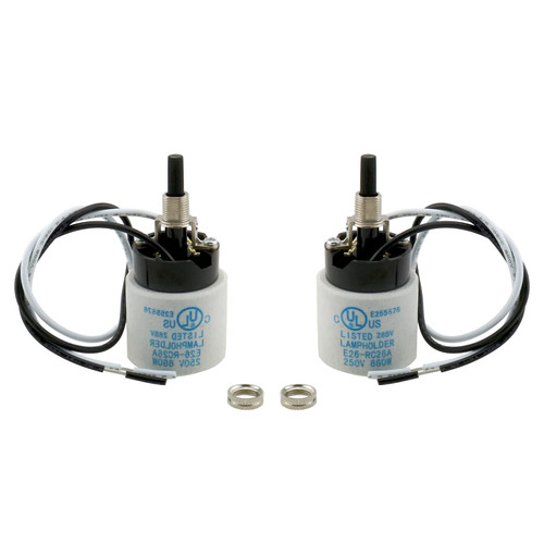 E26 Ceramic Light Socket with Rotary Knob Switch DGZZI 2PCS Porcelain E26 Light Sockets with 12 Inch Wire Lead, Medium Base Lamp Holder