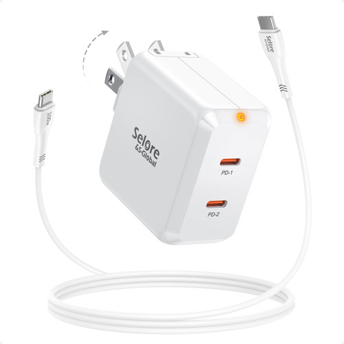 USB C Charger Block, 67W Dual USB C Charger PD 3.0 Foldable PPS Fast Charger Block with USB-C Cable for MacBook Pro/Air, iPad Pro, Galaxy S23, iPhone 14/Pro, Pixel, Dell XPS, Laptop