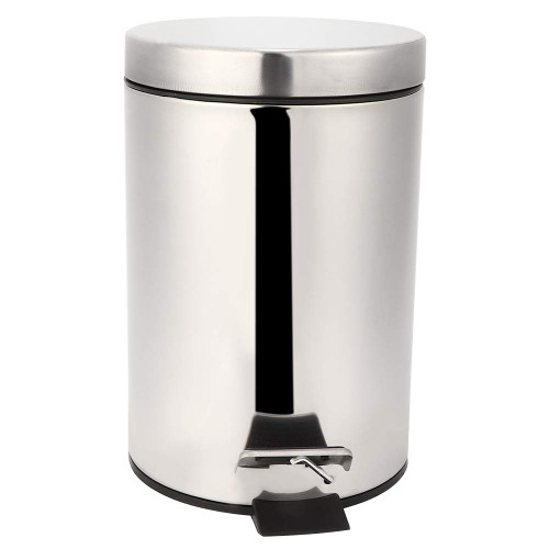 Fdit 3L Trash Can Household Stainless Steel Step Pedal Dustbin Rubbish Garbage Bin Container