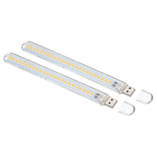 PATIKIL USB Night Light, 2 Pack Portable Plug-in Mini LED Lamp Stick with 24 Lamp Beads for Home Decor Reading Sleeping Camping, Warm White