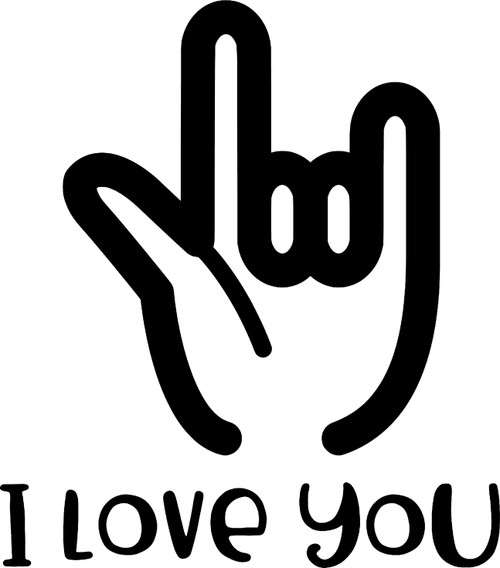 I Love You Sign Language ASL Hand Wall Decals for Walls Peel and Stick Wall Art murals Black Small 8 Inch