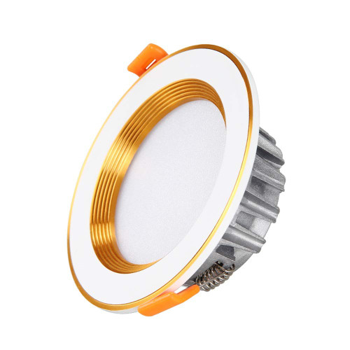 OKLUCK Ultra-Thin Panel Light Three-Color Dimming 3w/5w/7w/9w Led Ceiling Downlight Recessed LED Panel Light Energy Saving Embedded Ceiling Light LED Spotlight Baffle Trim (Color : 5w)