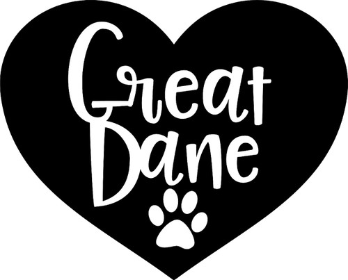 Car Sticker Love Great Dane Heart Paw Print Dogs Animals Car Window Decal Sticker White 7 Inch