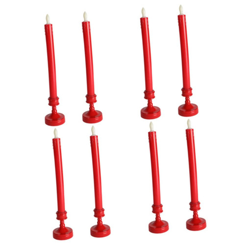 Holibanna 8 Pcs Tapers Candles LED Decor Wedding Decorations Battery Electric Candle Candle Light Taper Candles Light for Party LED Window Candles Flameless Electric Candles Tear Stains Red