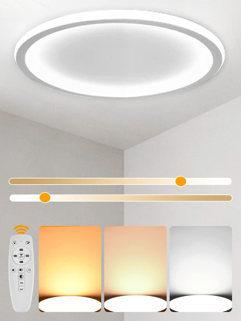 Ankishi LED Flush Mount Ceiling Light for Bedroom Dimmable 12 inch 40W White Modern Bright Ceiling Lamp Closet Lighting Fixture with Remote Control for Kitchen Living Room Hallway 3000K/4000K/5000K