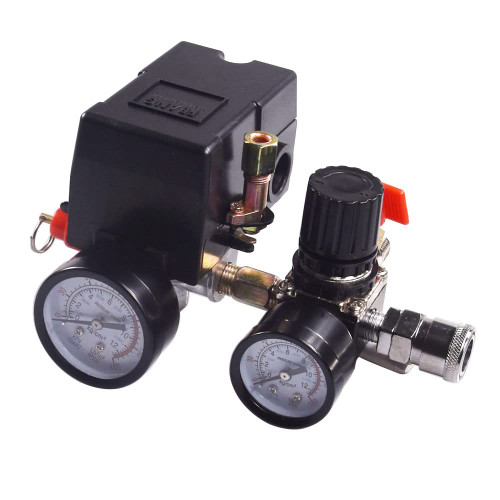 FBANG air compressor pressure switch with pressure regulator, 90-120 PSI pressure gauge accessory air compressor switch