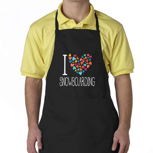 Eddany I love Snowboarding colorful hearts Apron