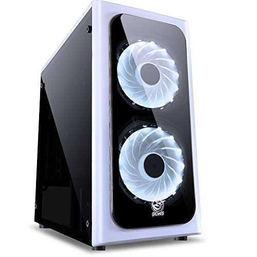 Pcyes Venus Astros Desktop Mid Tower Computer Case with Acrylic Window Side 2 Fans (White/Multicoloured)