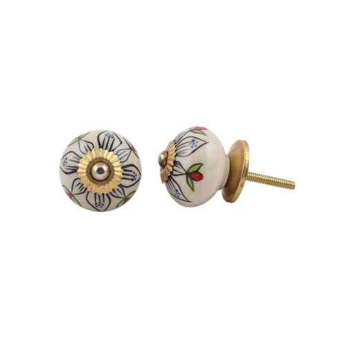 Indian Shelf 2 Pack Decorative Cabinet Door Knobs|Flower Farmhouse Knobs for Dresser Drawers|Black Dresser Knobs Kids|Ceramic Knobs & Pulls for Cabinets & Drawers|Drawer Pulls Modern|Fancy Door Knobs
