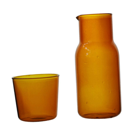 DOITOOL Carafes Bedside Water Set Drink Pitcher Juice Jar Beverage Decanter Ice Tea Pitcher with Lid for Hot Cold Water Glass Carafes