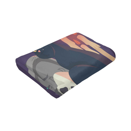 Ultra Soft Throw Blanket 50"x 40" Halloween Black Cat with Skull and Candle Lightweight Cozy Flannel Blanket for Couch Bed Sofa Home Car All Season