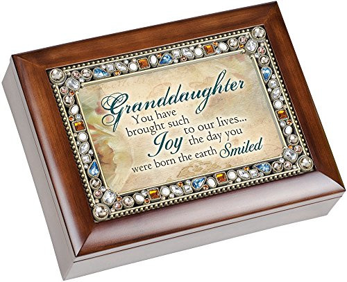 Granddaughter You Have Brought Such Joy Jeweled Musical Music Jewelry Box with Dark Wood Finish Plays What A Wonderful World Granddaughter You Have Brought Such Joy Jeweled Musical Music Jewelry Box with Dark Wood Finish Plays What A Wonderful World