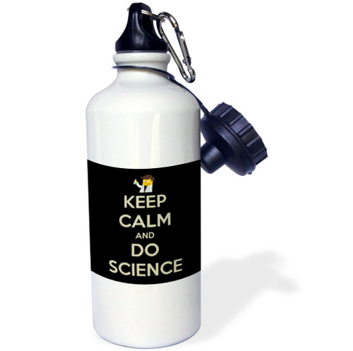 3dRose "Keep calm and do science" Sports Water Bottle, 21 oz, White
