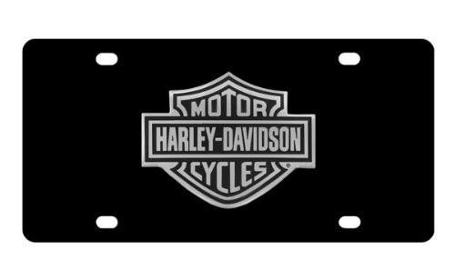 Harley-Davidson Black Vanity Front License Plate, Black & Silver Bar & Shield