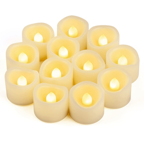 CANDLE IDEA 12 PCS LED Flameless Flickering Tea Lights Votive Candle Battery Operated/Electric Flicker LED Tealight Bulk Fake Candles for Halloween Christmas Wedding Party Decorations (Warm White) CANDLE IDEA 12 PCS LED Flameless Flickering Tea Lights Votive Candle Battery Operated/Electric Flicker LED Tealight Bulk Fake Candles for Halloween Christmas Wedding Party Decorations (Warm White)