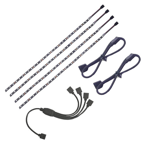 19.7in PC RGB Strip 4PCS Computer RGB LED Strip Lights for PC Case, Magnetic LED Light Strip for Motherboard with 12V 4Pin Header, ASUS Aura Sync, Gigabyte RGB Fusion, MSI Mystic Light, ASRock RGB