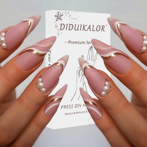 24Pcs French Tip Press on Nails, Press on Nails French Tip, Pearl Press on Nails, Pink French Tip Press on Nails, Fake White Nails, Short Almond 24Pcs French Tip Press on Nails, Press on Nails French Tip, Pearl Press on Nails, Pink French Tip Press on Nails, Fake White Nails, Short Almond