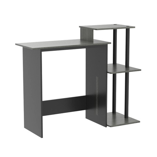 Furinno Efficient Home Laptop Notebook Computer Desk with Square Shelves, French Oak/Black