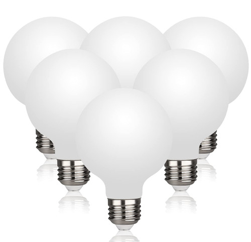 6 Pack G25(G80) Globe LED Light Bulbs, 5W Dimmable 40 Watt Equivalent LED Edison Bulbs, Warm White 2700K, 450LM, E26 Base, Milky LED Filament Bulbs for Vanity Makeup Mirror Bathroom Bedroom