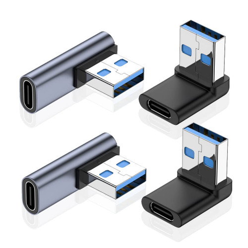 JOMIHONEY Right Angle USB A Male to USB C Female Adapter, 90 Degree USB 3.0 to Type C Cable Connector Support Unidirectional Sides 10Gbps & Data Transfer, for Laptops/Phone/Tablet/PC