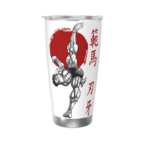 UKEWEI Anime Baki The Grappler 20oz Car Cup Stainless Steel Insulated Tumbler Straws Double Wall Vacuum Coffee Mug