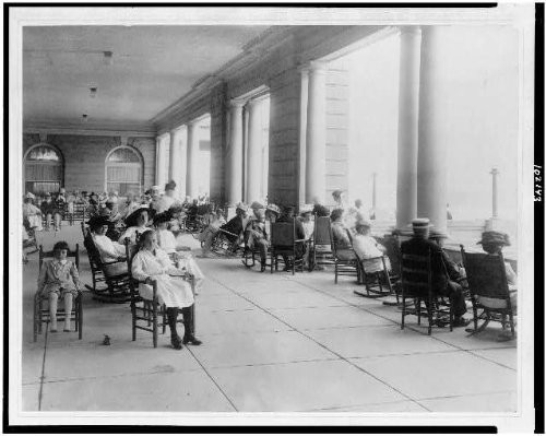 HistoricalFindings Photo: Piazza,Hotel Cape May,Buildings,porches,Rocking Chairs,Seats,New Jersey,NJ,c1909