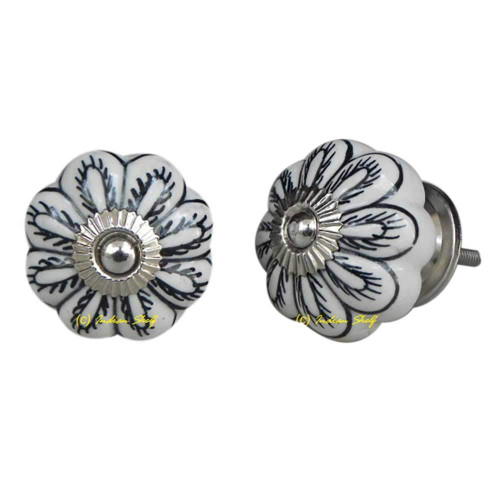 Indian Shelf 4 Pieces Pull | Spider Nursery Knobs | Black Fancy Cabinet Knobs | Ceramic Drawer Knob | Vintage Dresser Knobs | Cabinet Knobs and Pulls